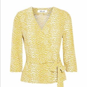 NWT DVF Leopard Wrap Top L